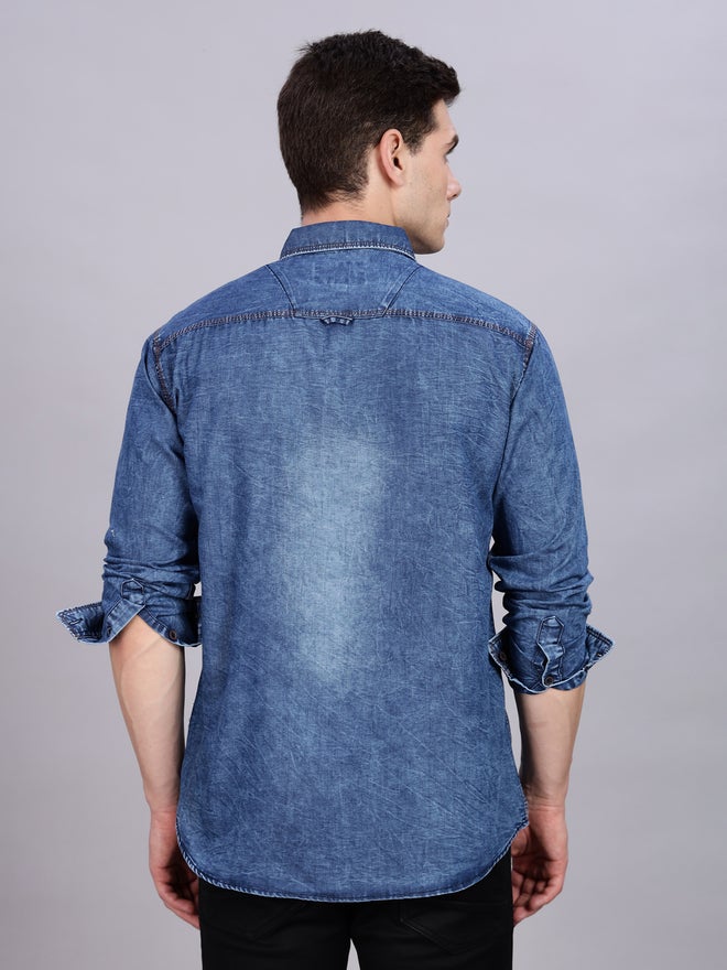 شارع كوونز قميص دنيم كاجوال أزرق للرجال - Image 3